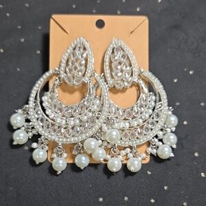 Chic Silver and Pearl Drop Earrings